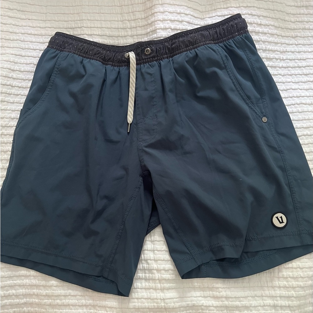 Vuori Navy Athletic Shorts with built in brief